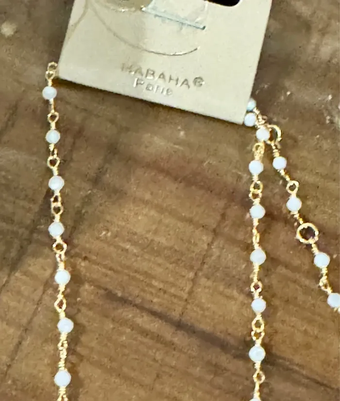 Collier habaha Paris perles jade acier inoxydable or pendentif poussin couleurs - photo numéro 4