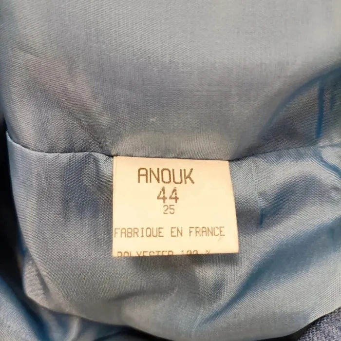 Tailleur vintage bleu Anouk 2 pièces – blazer et jupe boutonnée, taille 44 A1065 - photo numéro 12