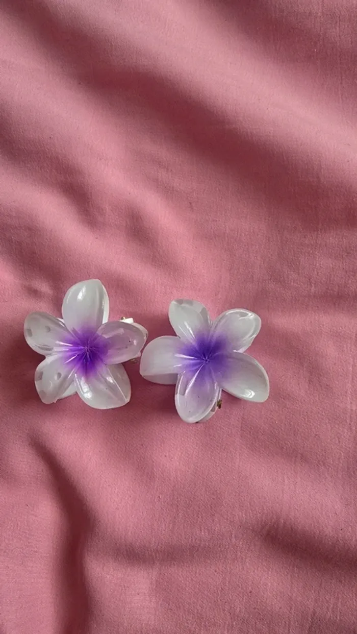 Lot x 2 petites pinces à cheveux fleurs d'hibiscus neuf