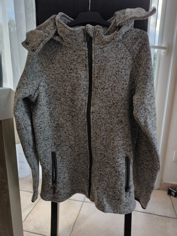 Gilet zippé gris chiné