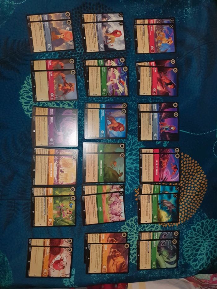 Lot de carte lorcana pour jeu mémo thème le roi lion
