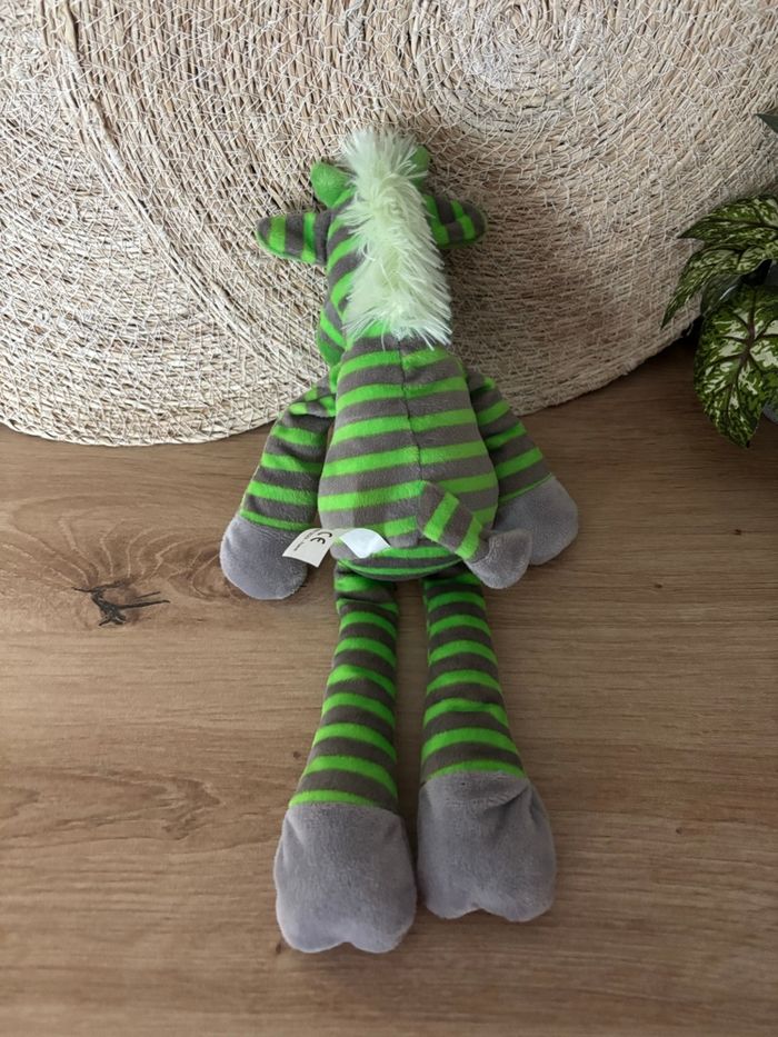 Doudou zèbre rayé vert fluo gris Carrefour cmi - photo numéro 3