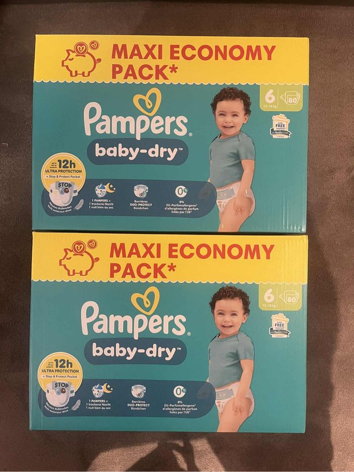 Pampers taille 6 maxi pack (2 cartons)
