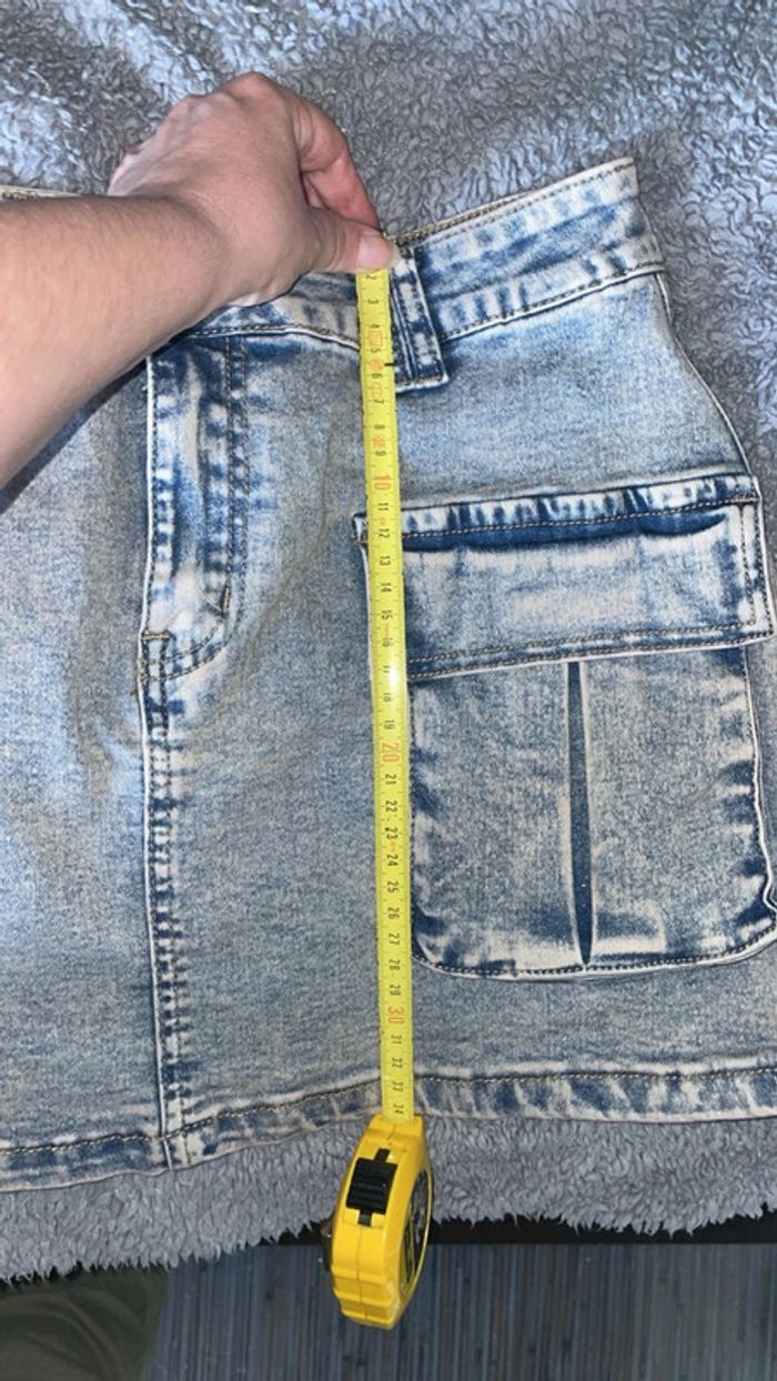 Mini-jupe Cargo en Jean Délavé Shein Bae - Neuve avec Étiquette - Taille S (Mesures) - photo numéro 7