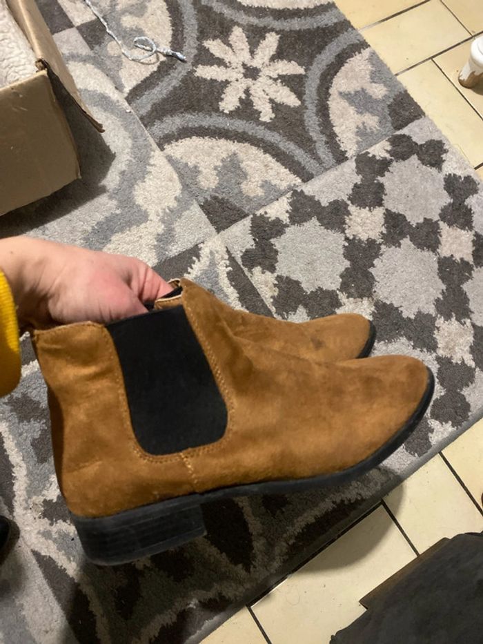 Bottines en daim caramel - photo numéro 2