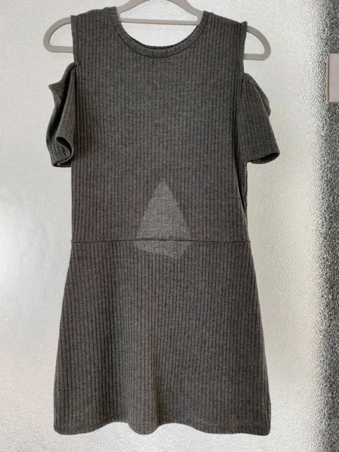 Tunique gris chiné ouverte dans le dos taille 36