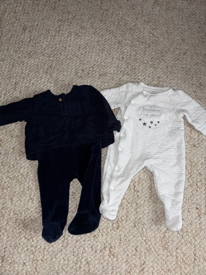 Lot pyjamas velours - taille 3 mois 59/60 cm