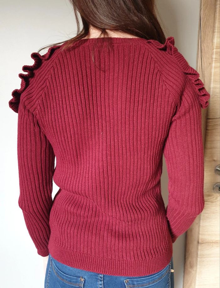 Pull bordeaux froufrou - photo numéro 2