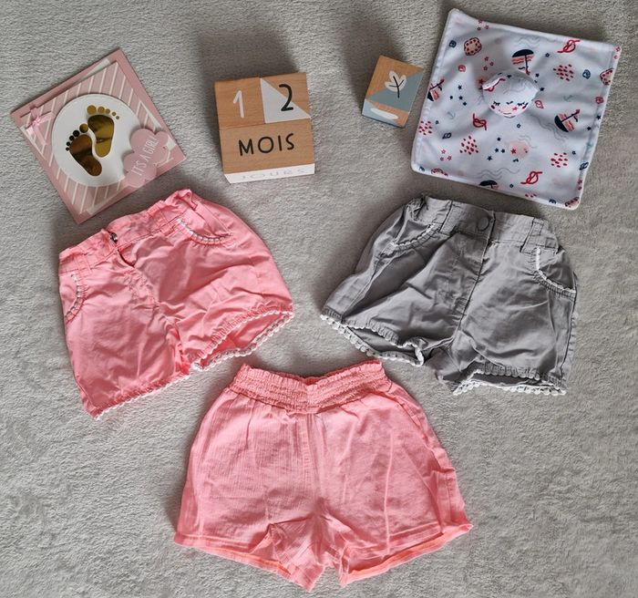 Lot short rose & gris - 12M - Kiabi (BE)