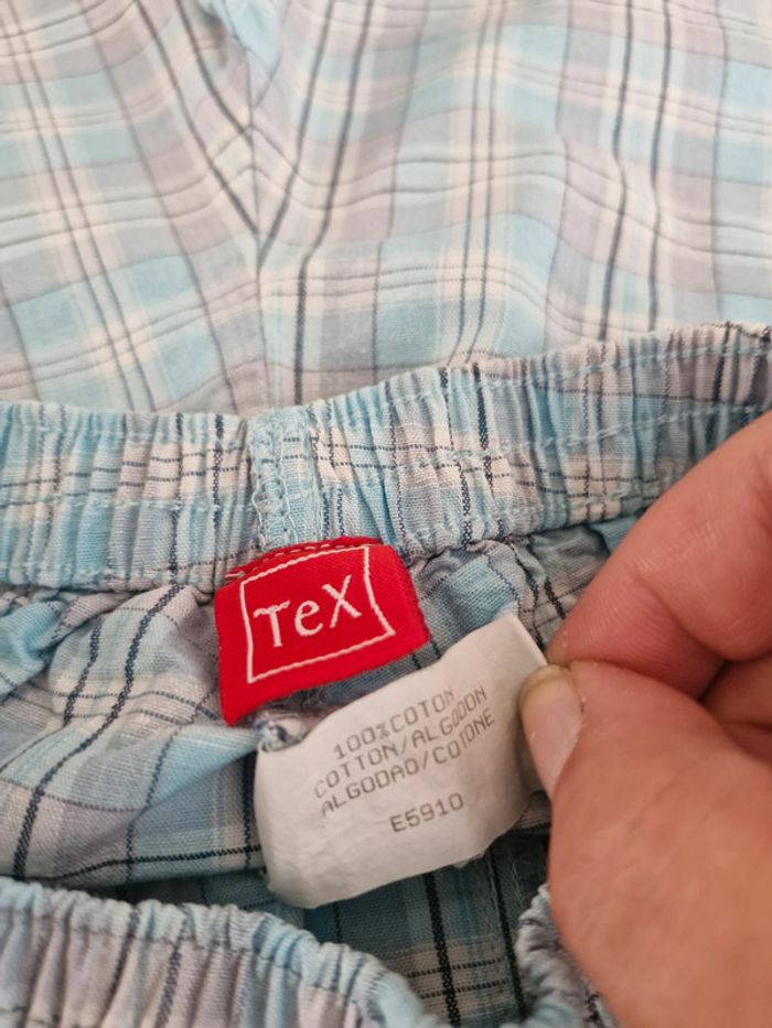 Short bébé garçon 12 mois Tex bleu clair à carreaux gris blanc coton - photo numéro 3