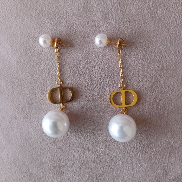 Faby27800 Boucles d'oreilles pendantes en acier inoxydable - dorées avec perles blanches - photo numéro 3