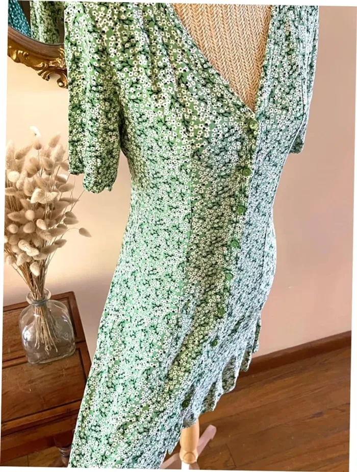 Robe Fleurie Verte - Monki - Taille XS - photo numéro 10
