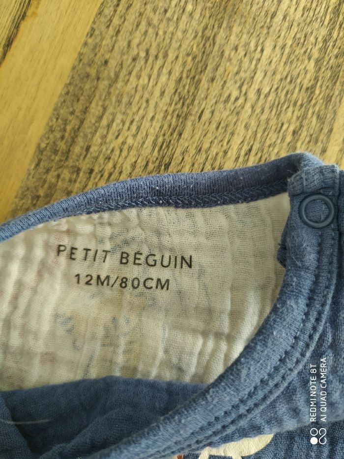 Ensemble  barboteuse et chapeau petit beguin 12mois - photo numéro 4