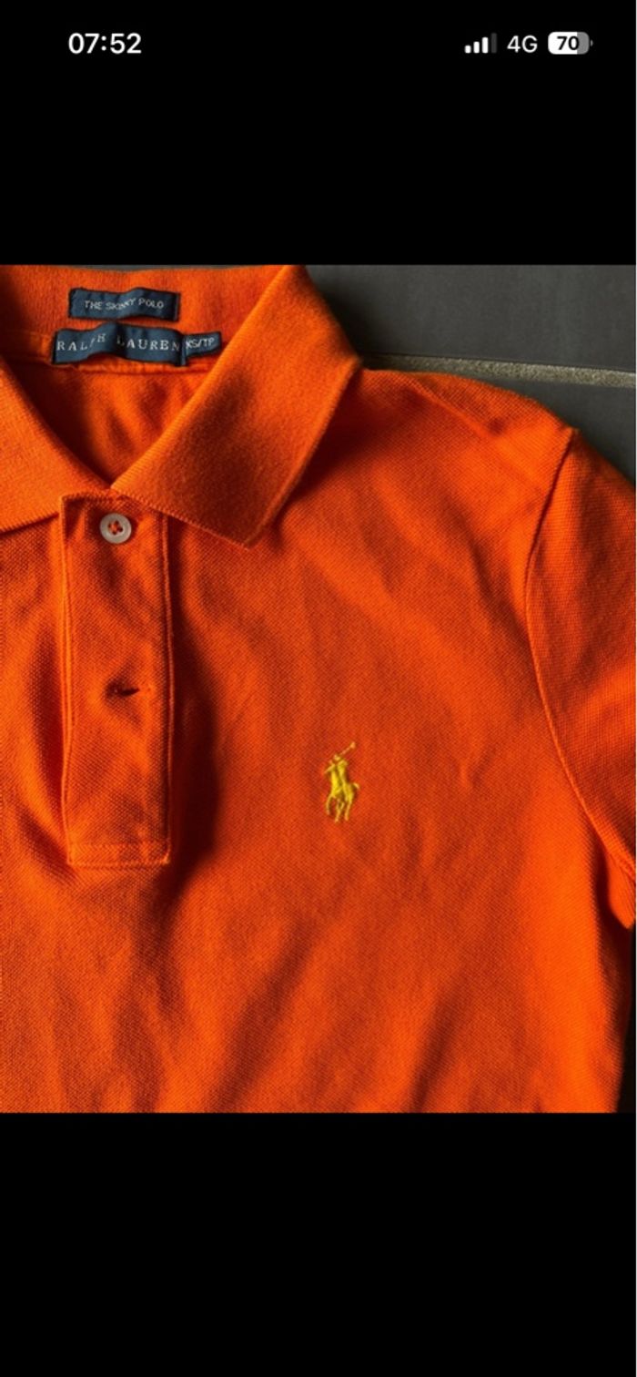 Polo Ralph Lauren Femme XS Orange Jaune Neuf - photo numéro 3