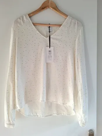 Top blanc à  pois dorés - 36 - Neuf