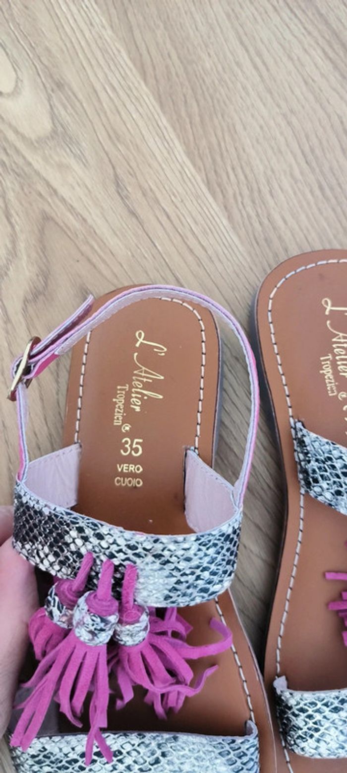 Sandales pied nu l'atelier tropézien 35 quasiment neuf - photo numéro 5