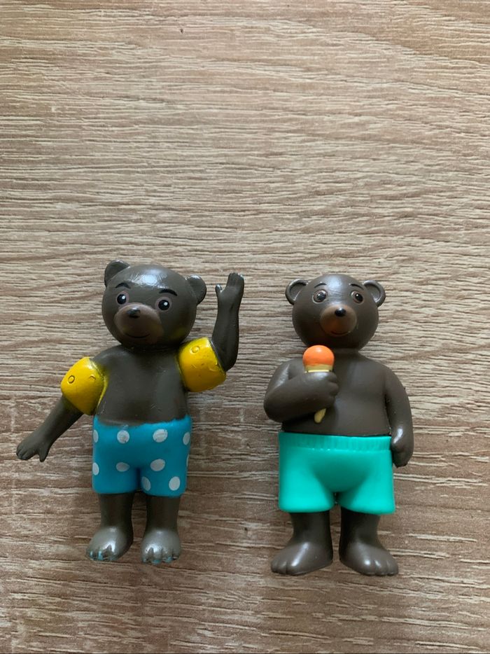 5 figurines petit ours brun à la plage - photo numéro 4