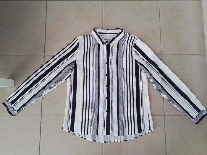 Chemise femme T  42  marine et blanc