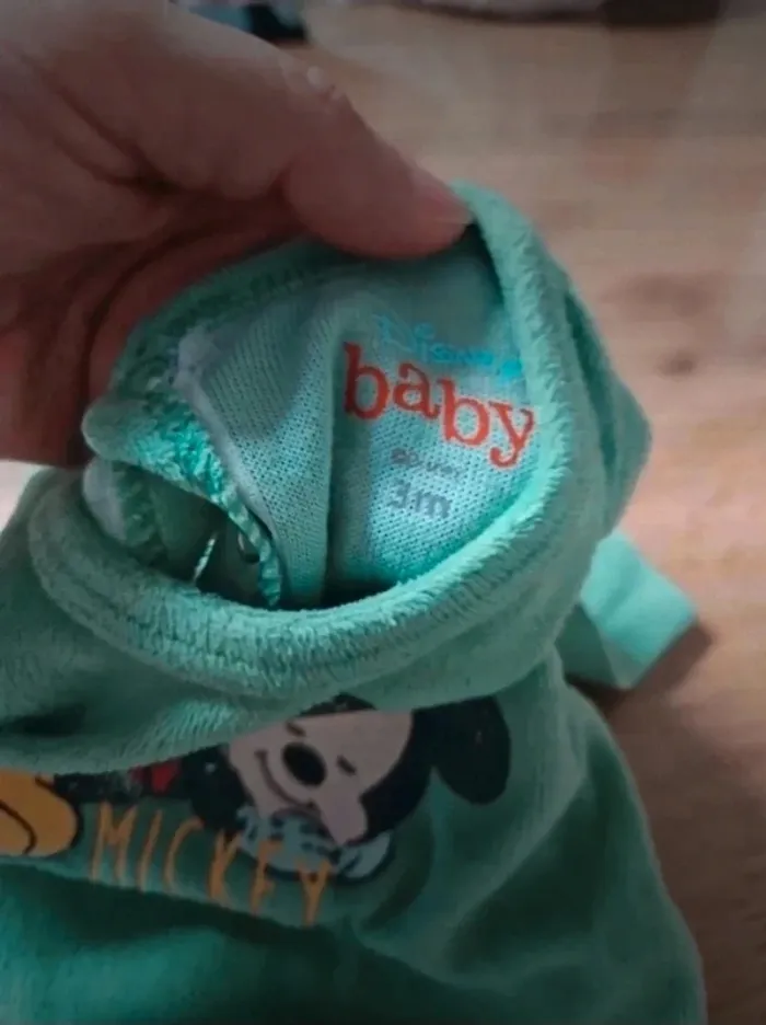 Pyjama velours mickey 3 mois disney - photo numéro 3