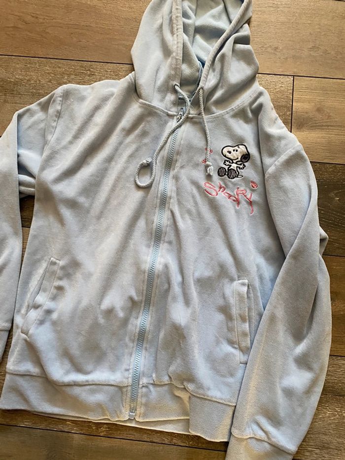 Gilet zippé à capuche Snoopy bleu clair M