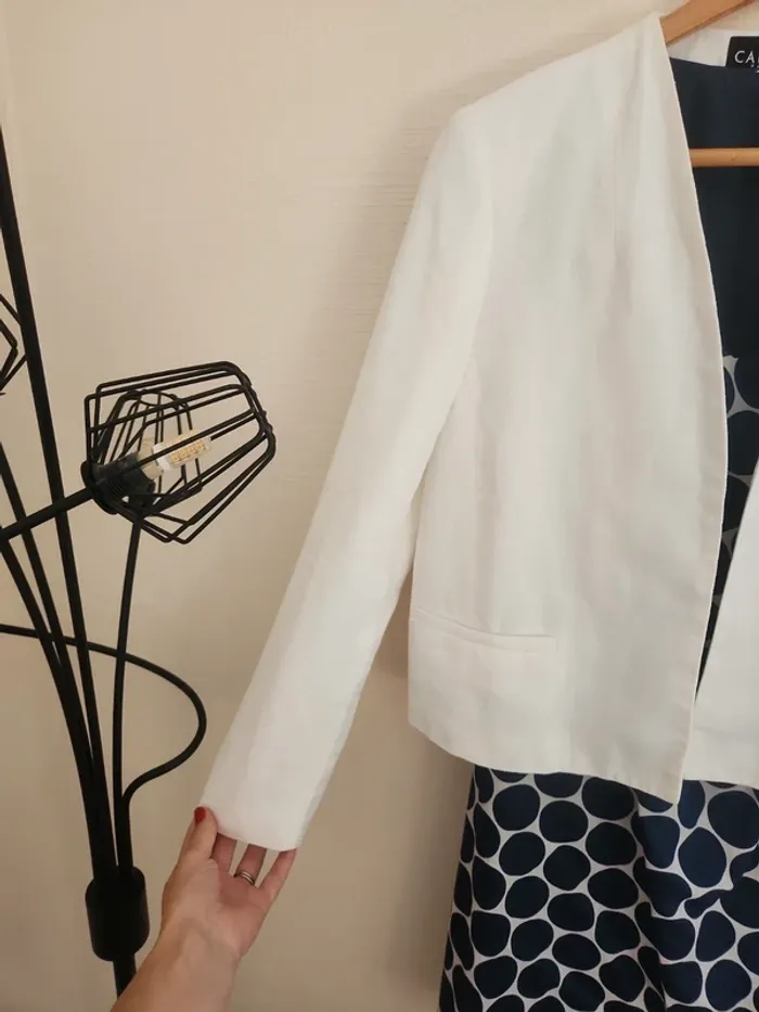 Blazer blanc crème en lin chic Caroll 42 - photo numéro 2