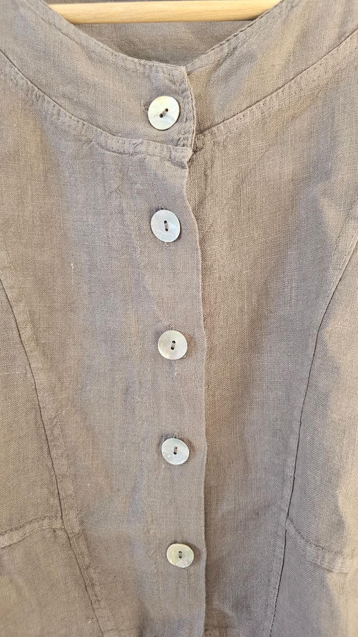 Veste en lin taille 36 S taupe - photo numéro 2