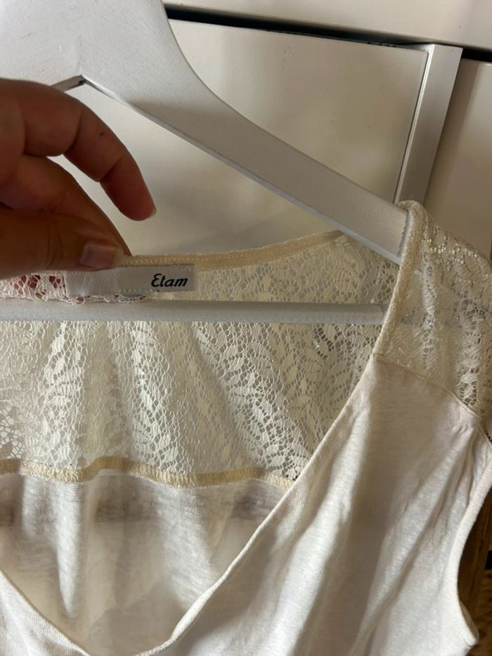 T-shirt blanc etam taille 38 dentelle - photo numéro 4