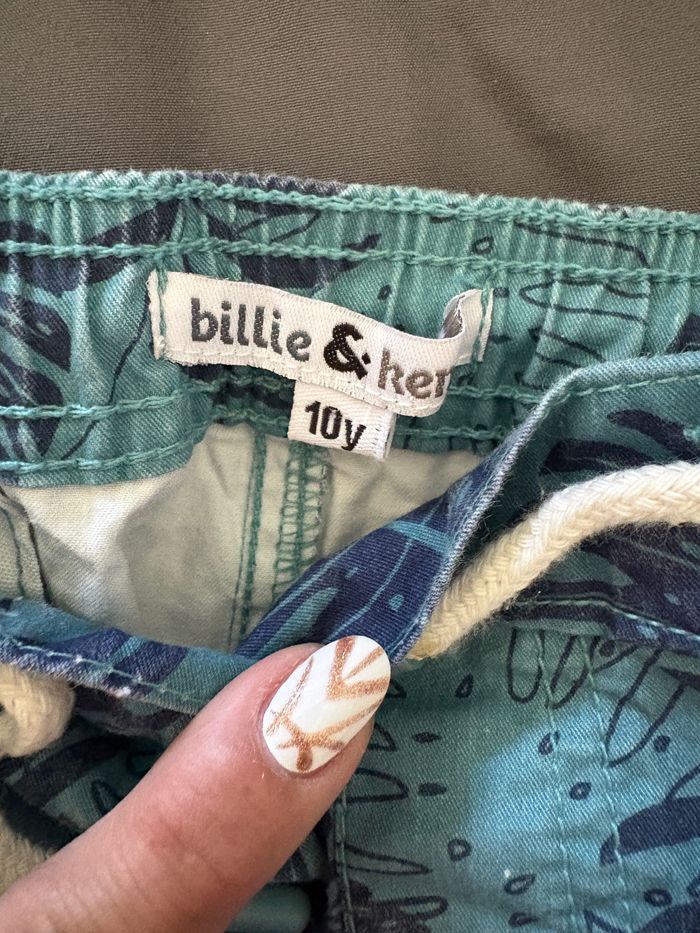 Short souple bleu vert avec motifs feuilles 10 ans 140 cm - photo numéro 4