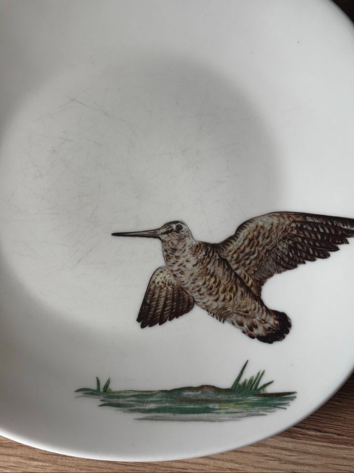 Vintage lot de 4 assiettes porcelaine Raynaud Limoges vol d’oiseaux - photo numéro 7