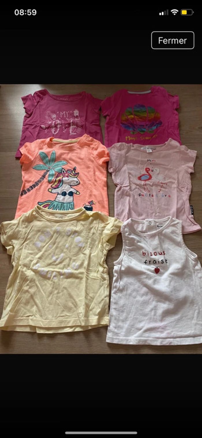 Lot teeshirt fille 12 mois