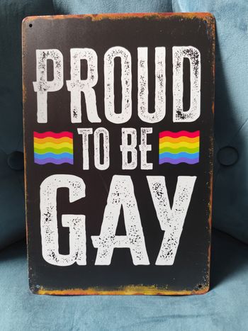 Plaque métal citation gay lgbt neuve 20x30cm