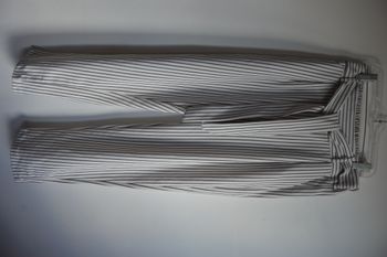 Pantalon droit rayé blanc/gris – Taille L – New Collection