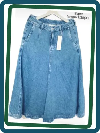 Jupe mi-longue en jean évasée Esprit T/38
