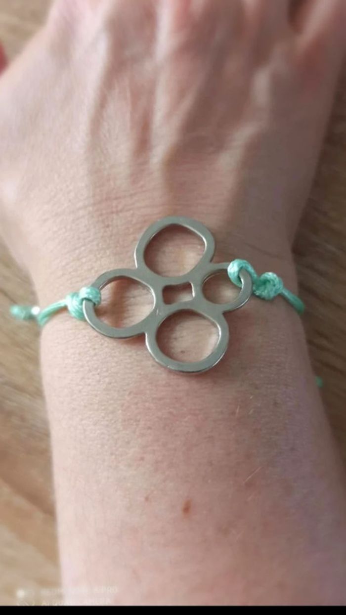 Bracelet lien vert argenté - photo numéro 2