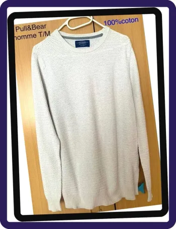 Pull col rond homme 100 %coton Pull & Bear T/M