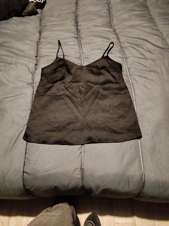 Débardeur noir satin femme