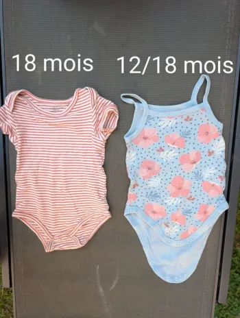 Bodies manches courtes bébé fille 18 mois