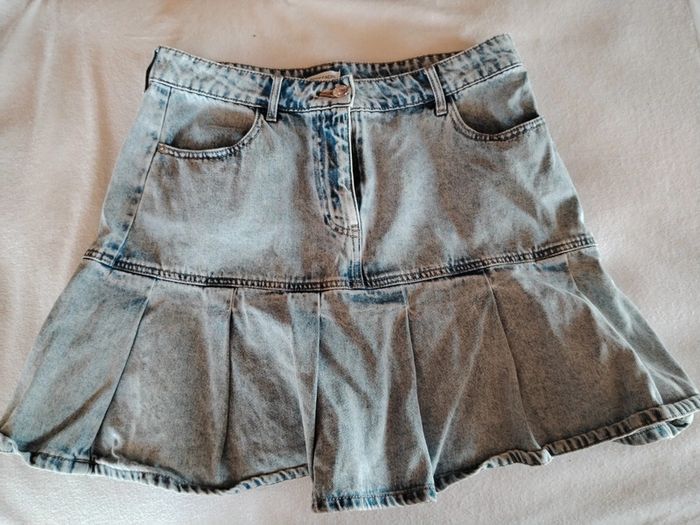 Jupe jeans effet usé