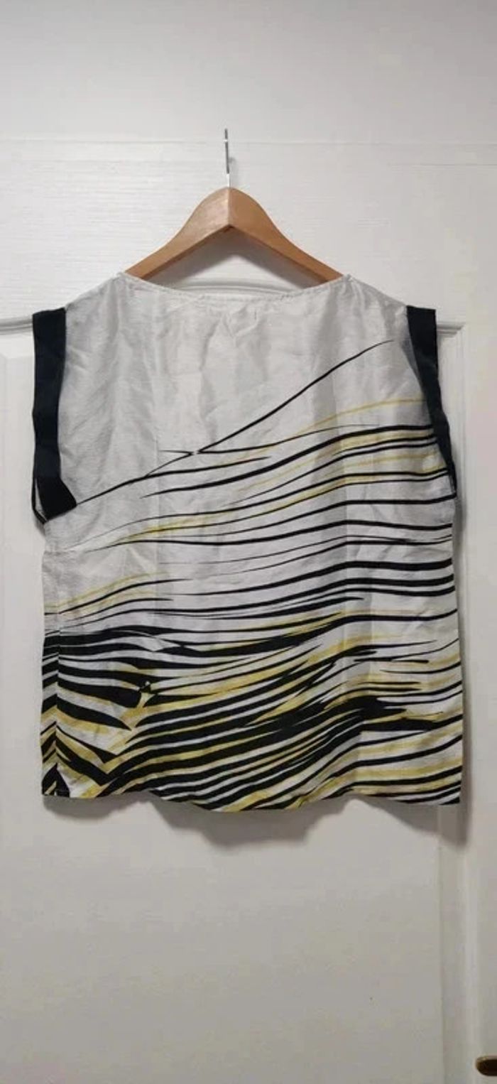 Blouse mc 100% soie blanc noir et jaune 3 Suisses - 40 - photo numéro 2