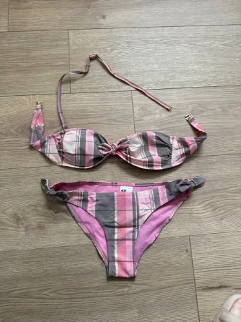 Maillot de bain rose gris 2 pièces