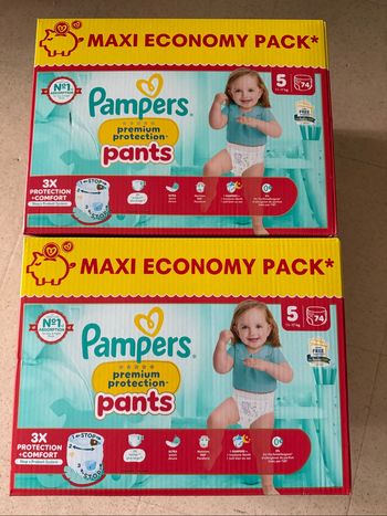 Lot de 2 maxi Pampers premium protection taille 5