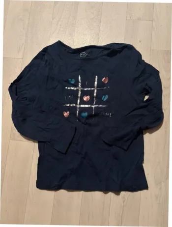 T-shirt bleu marine 6 ans manches longues motif brillant