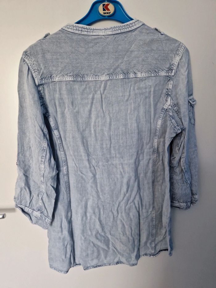 Chemise fluide manches 3/4 bleu chiné taille 42 - photo numéro 2