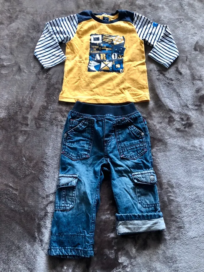 Ensemble T-shirt ml et jean 12 mois