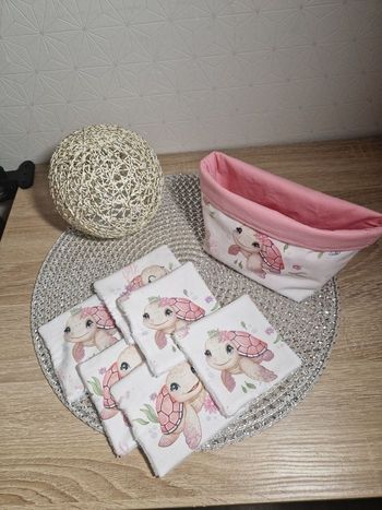 Corbeille et 6 lingettes lavables