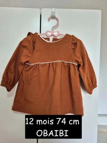 Robe flanellisée constellation marron OBAIBI 
12 mois 74 cm