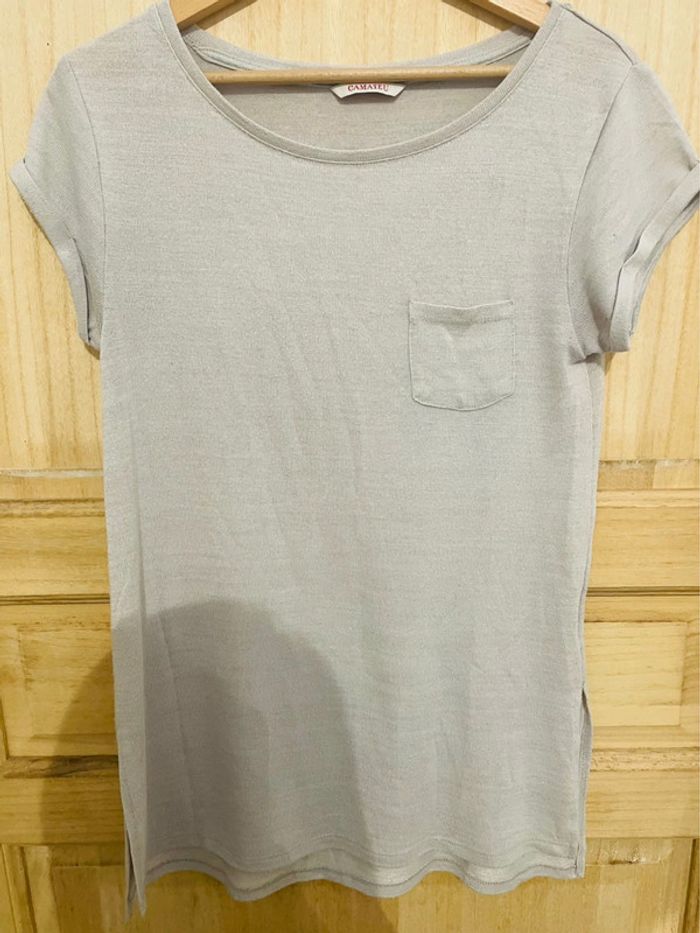 T-shirt Camaïeu manches courtes, long taille M - photo numéro 5