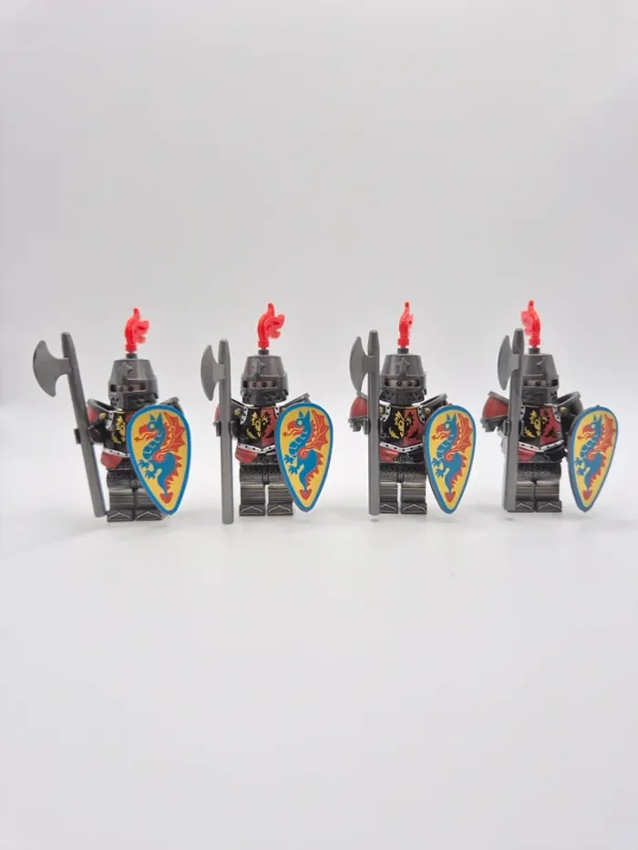 Figurines type lego 4 soldats chevaliers Du Dragon