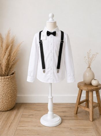 Ensemble chemise manches longues avec brettelle et nœud papillon 