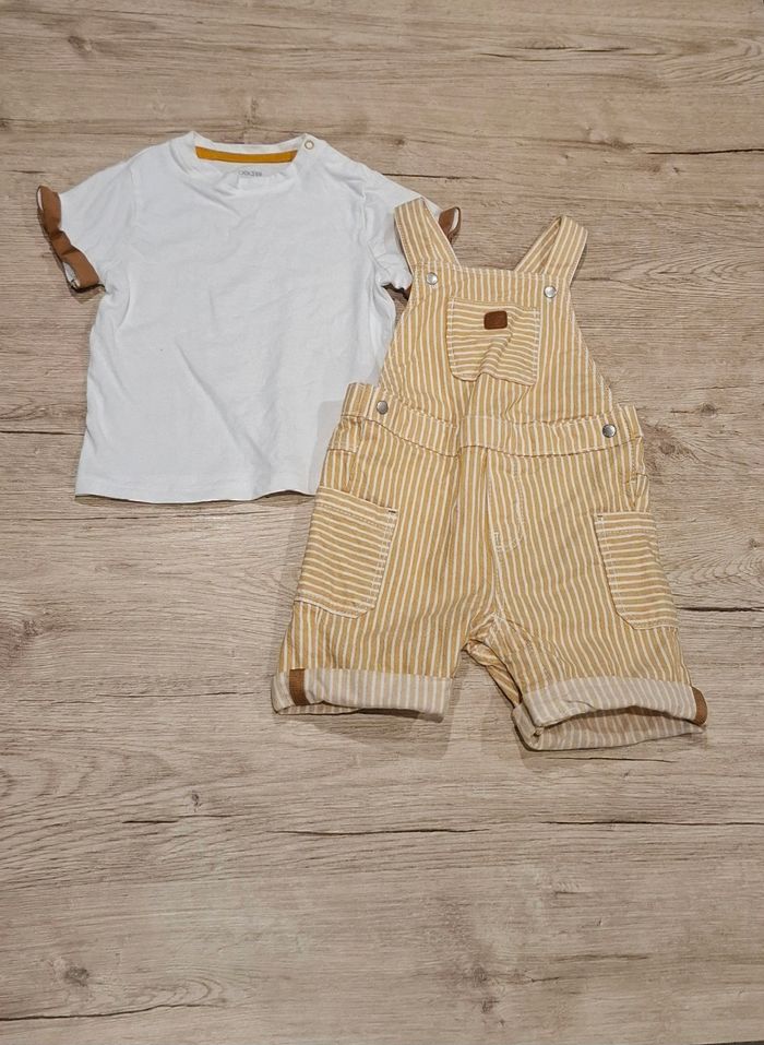 Ensemble salopette + t-shirt 12 mois neuf